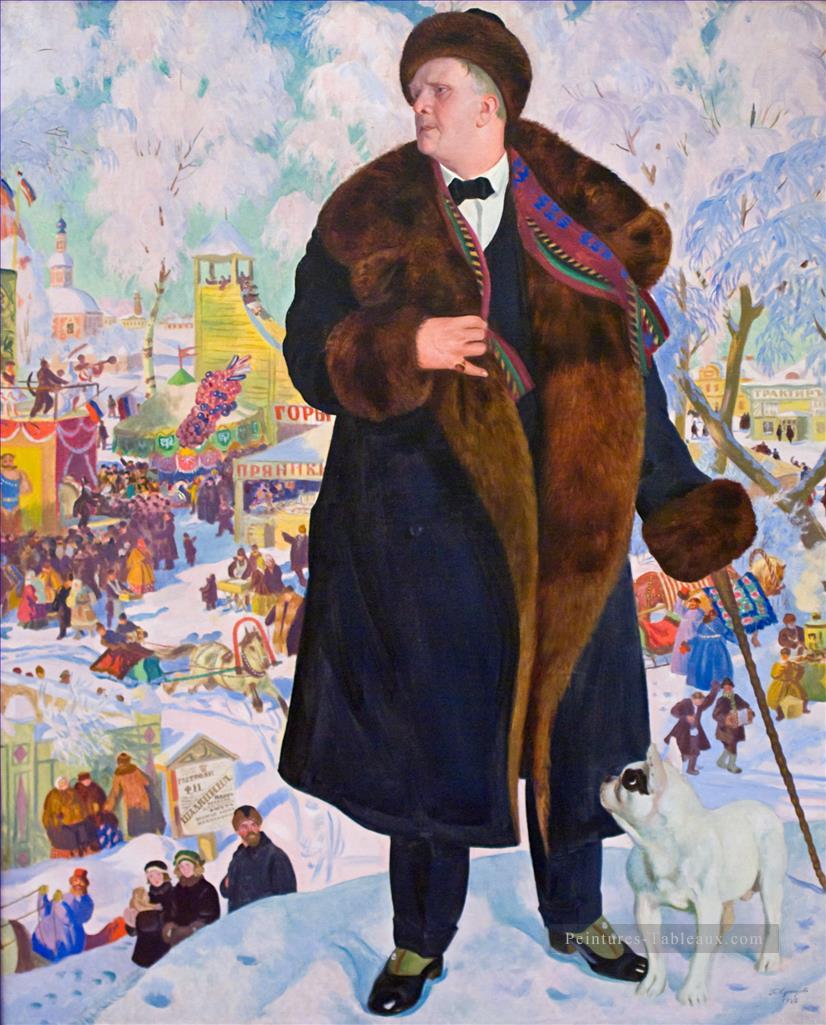 portrait de fyodor chaliapin 1921 Boris Mikhailovich Kustodiev Peintures à l'huile